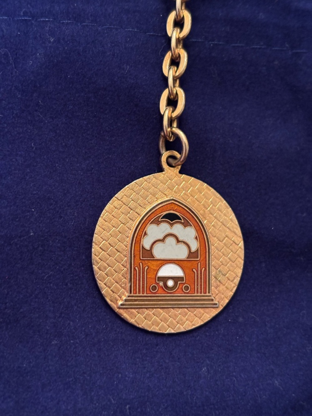 Vintage Father’s Day Keychain Gold Tone Radio Cloisonne Aviva 1970s